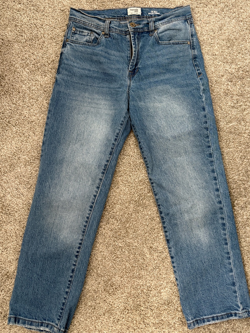 Kensie Blue High-Rise Straight Jeans